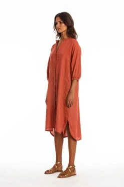 Shirt Dress Mei Earth Red -Brava Clothing Shop Product ProductPropertyID 157947709