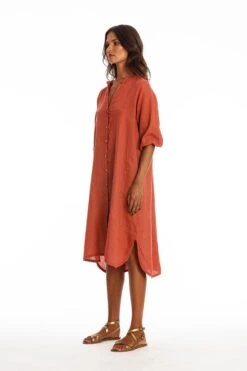 Shirt Dress Mei Earth Red -Brava Clothing Shop Product ProductPropertyID 157947710