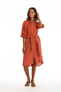 Shirt Dress Mei Earth Red -Brava Clothing Shop Product ProductPropertyID 157947714