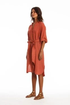 Shirt Dress Mei Earth Red -Brava Clothing Shop Product ProductPropertyID 157947715