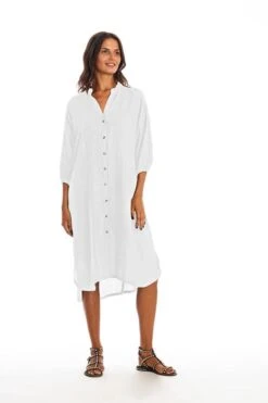 Shirt Dress Mei White