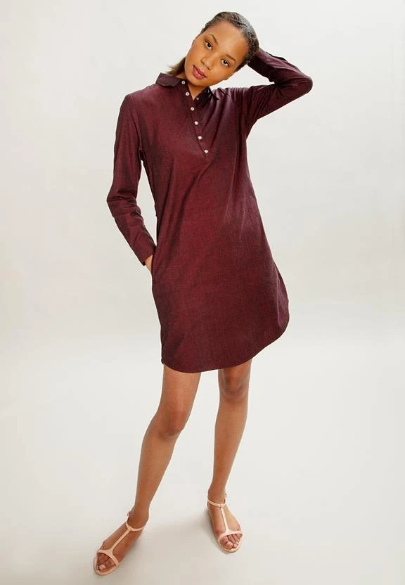 Shirt Dress Ulpu Dark Red 3 Shirt Dress Ulpu Dark Red